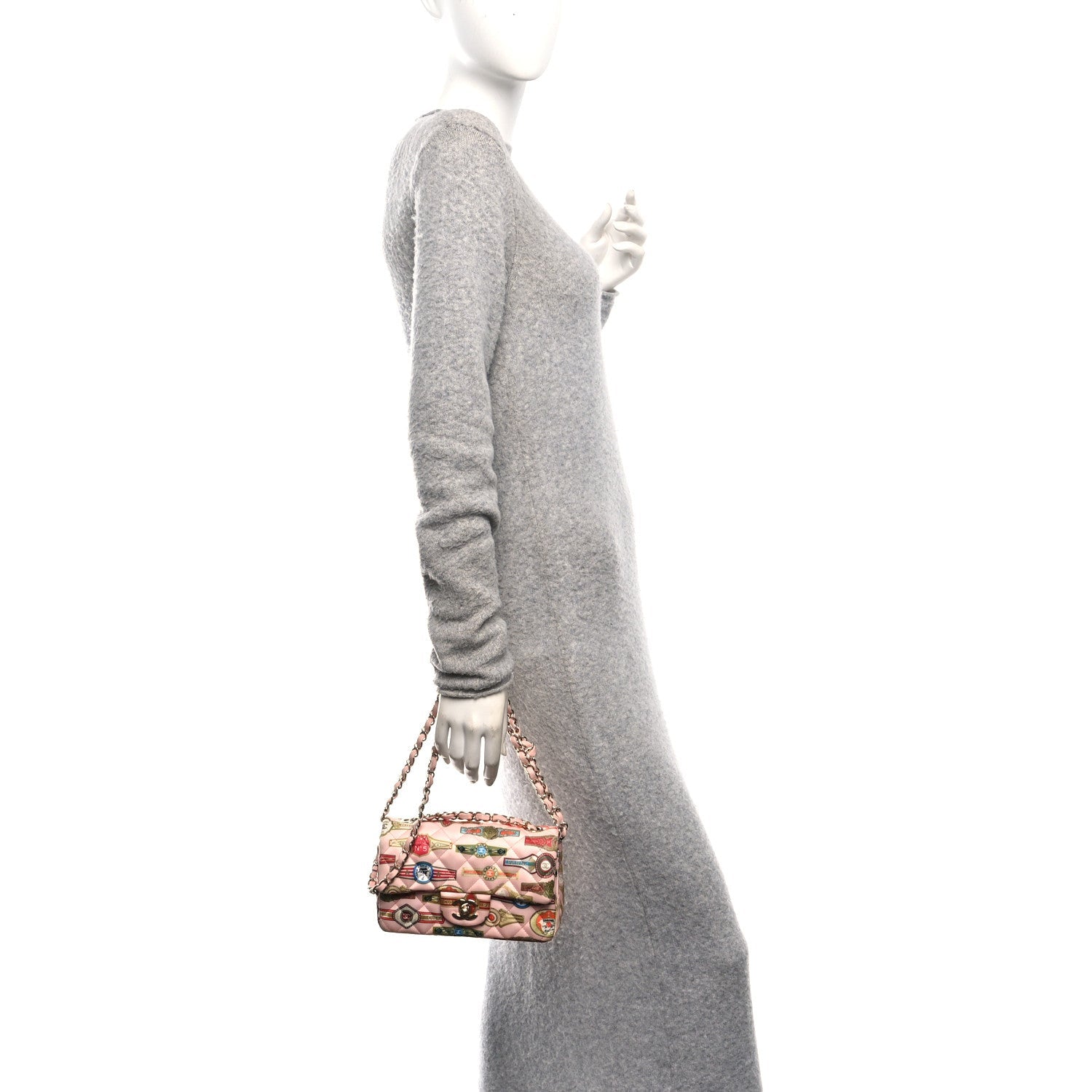 Satin Paris Cuba Cigare Print Mini Flap Pink