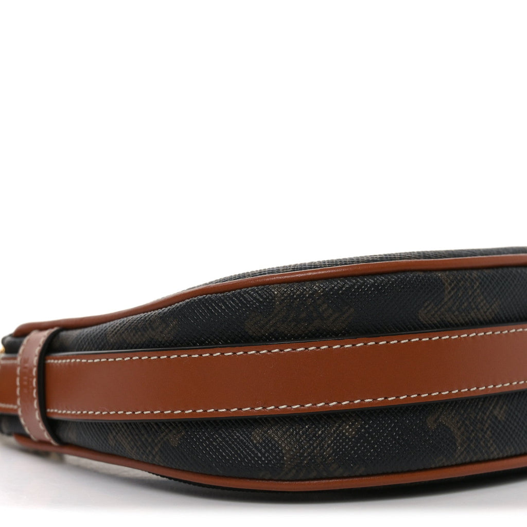 Canvas Calfskin Mini Ava Triomphe Shoulder Bag Tan