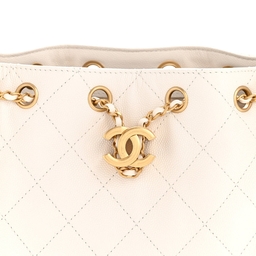 Caviar Quilted Mini Chanel 25 Handbag White