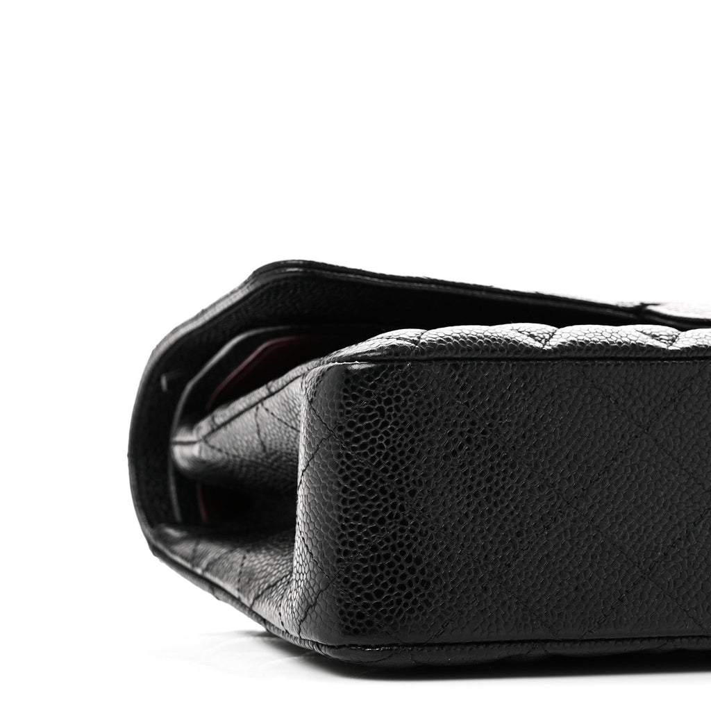 Caviar Quilted Medium Double Flap Black