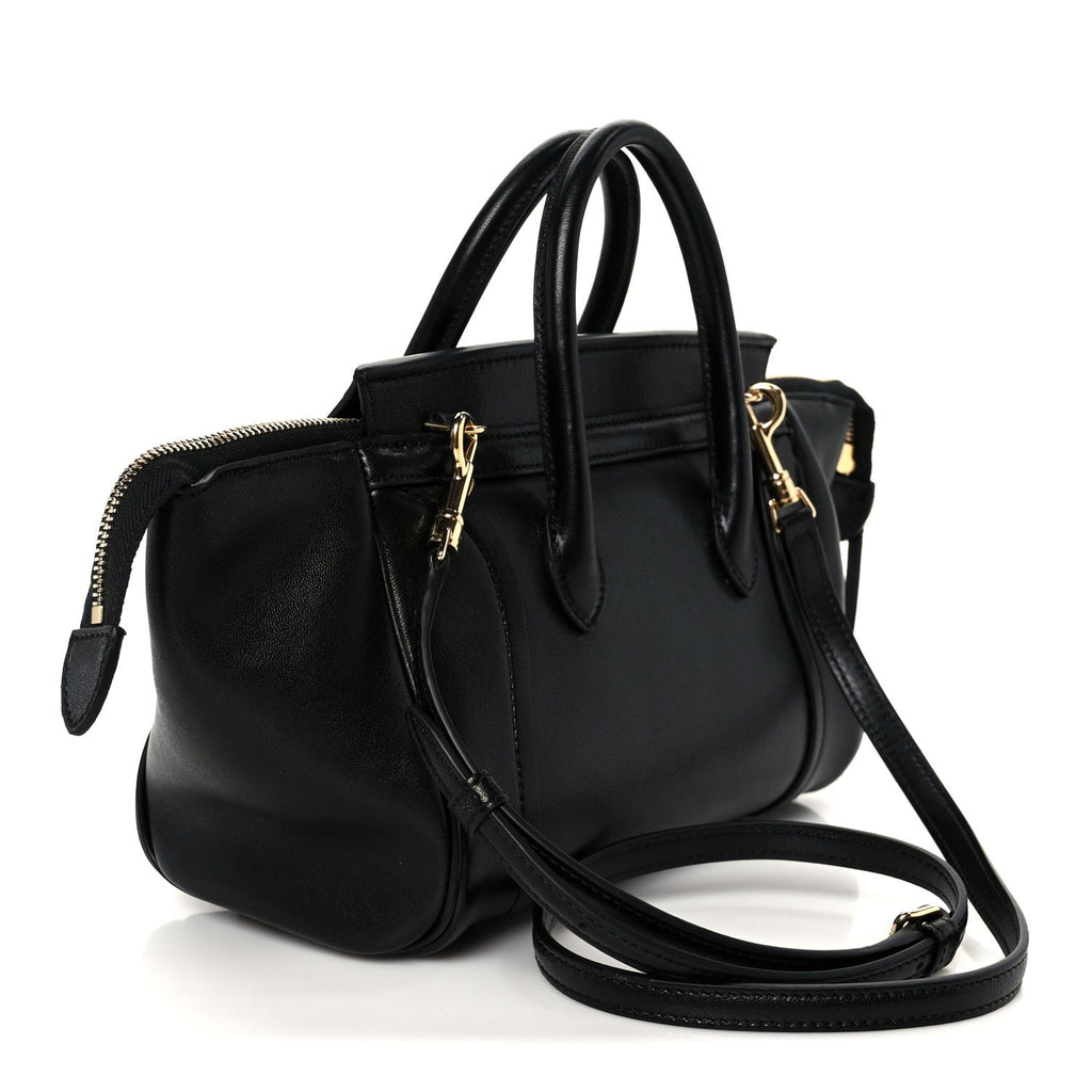 Supple Shiny Lambskin Little New Luggage Black