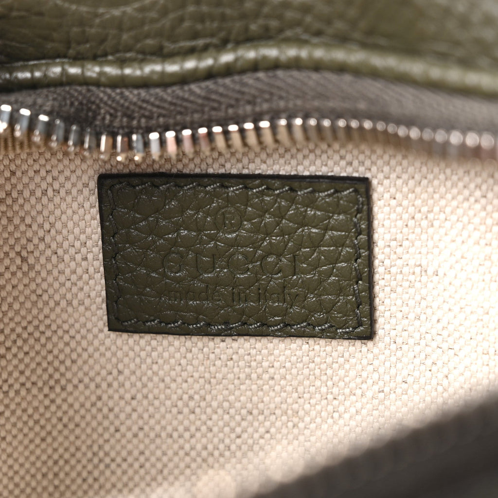 Piuma Calfskin Jumbo GG Embossed Small Belt Bag Dark Green
