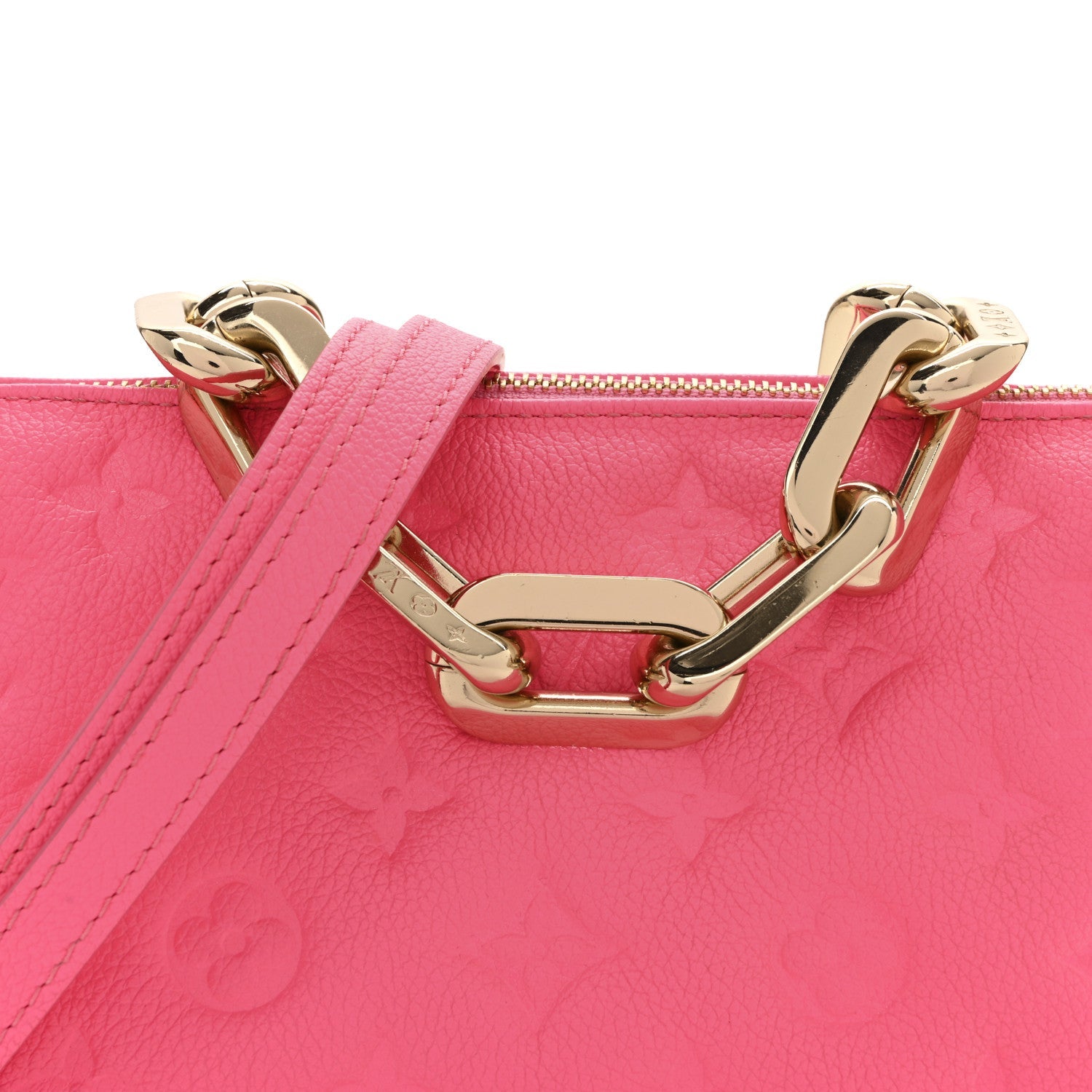 Calfskin Embossed Monogram Coussin BB Rose Fluo