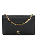 Calfskin Mini GG Marmont Chain Wallet Black