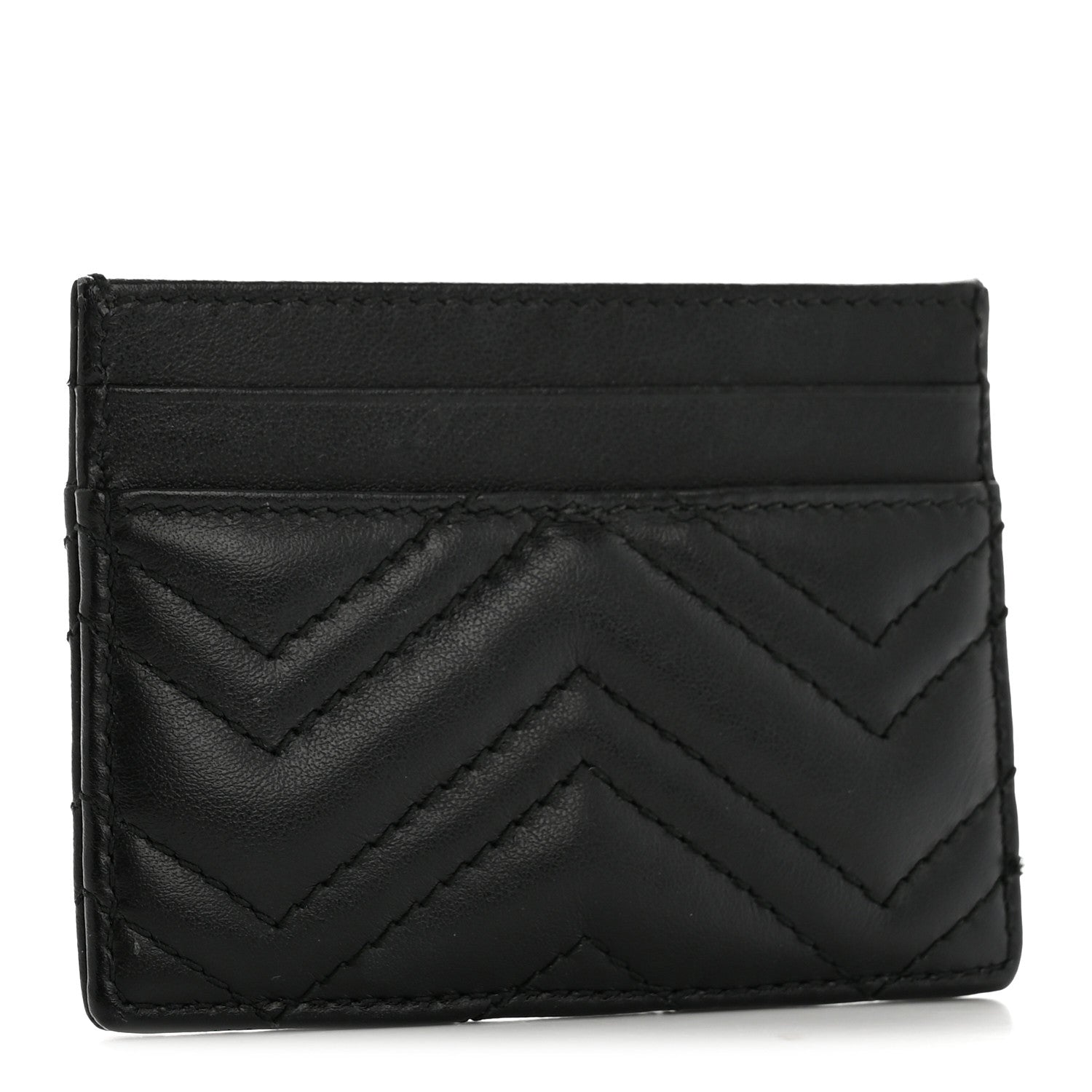 Calfskin Matelasse GG Marmont  Holder Black
