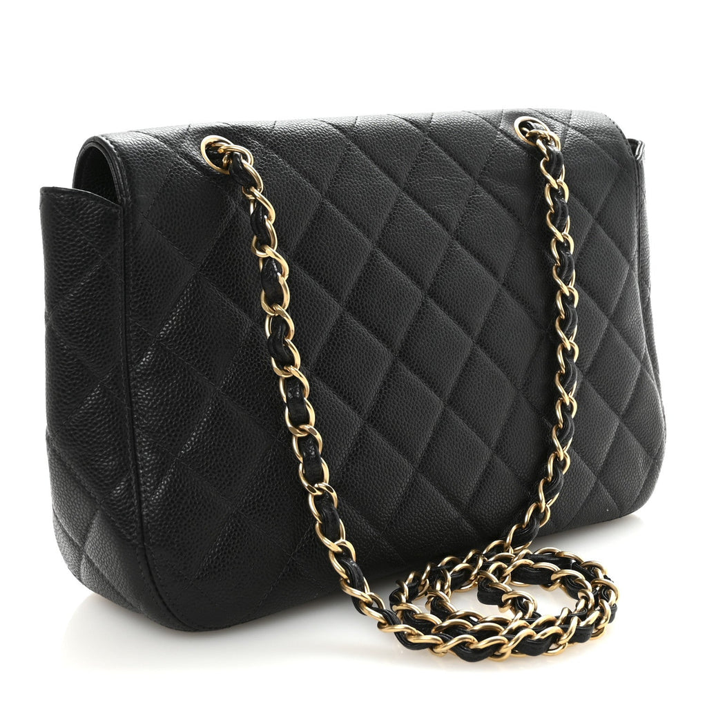 Caviar Quilted Jumbo Single Flap Black