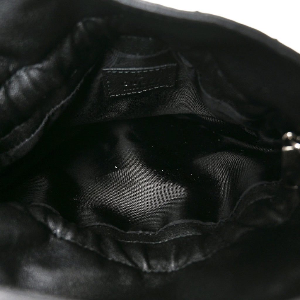 Sakai Be Green Calfskin Diagonal Stitched Mini Blondie Bucket Bag Black