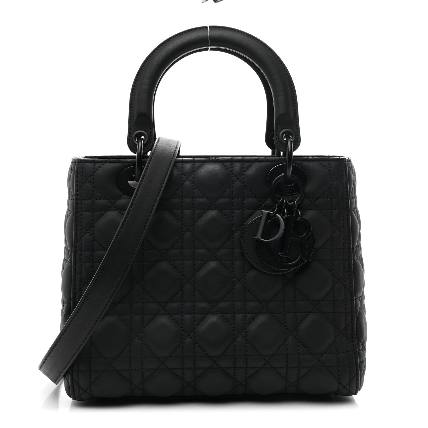 Ultra Matte Calfskin Cannage Medium Lady Dior Black