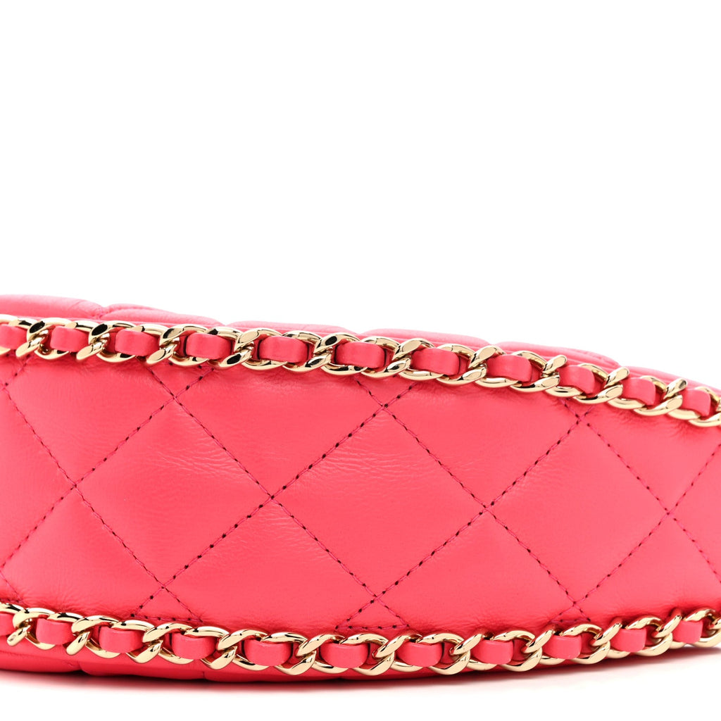 Lambskin Quilted Small Hobo Bag Pink