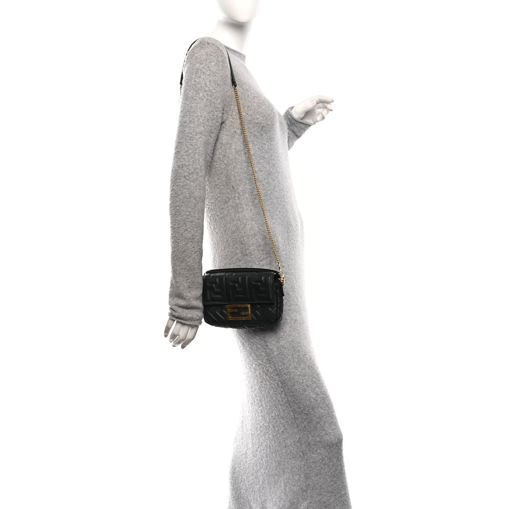 Nappa FF 1974 Embossed Mini Baguette Black