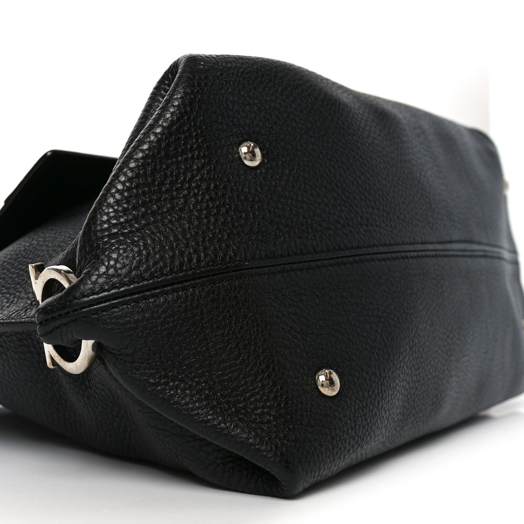 Calfskin Large Sofia Shoulder Bag Black
