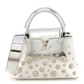 LV X YK Metallic Taurillon Brass Metal Dots Capucines BB Silver