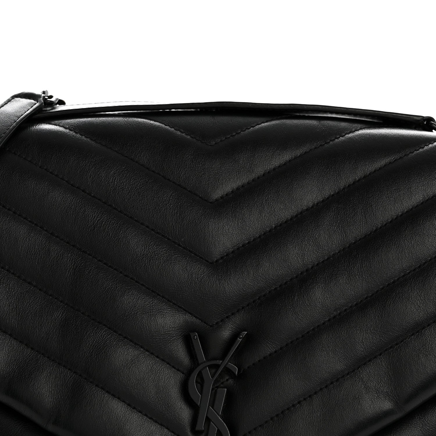 Calfskin Y Quilted Monogram Large Loulou Chain Satchel Black