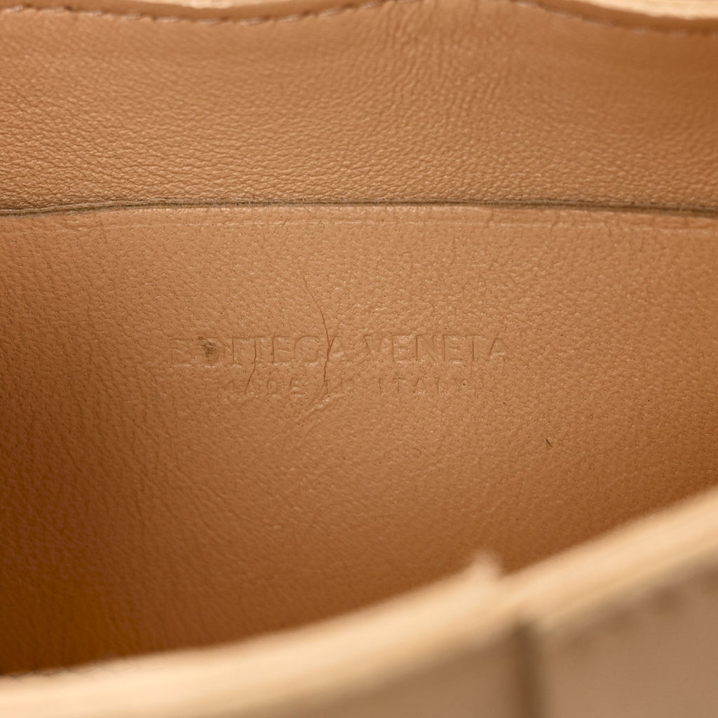 Lambskin Maxi Intrecciato Extra Mini Cassette Crossbody Bag Almond