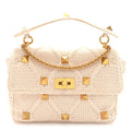 Knit Large Roman Stud Shoulder Bag Ecru