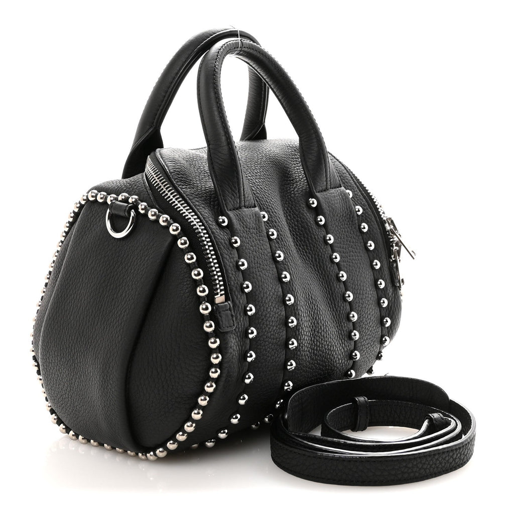 Calfskin Studded Rockie Matte Black Rhodium Hardware