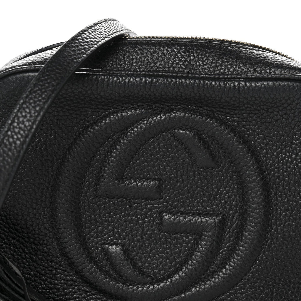 Pebbled Calfskin Small Soho Disco Bag Black