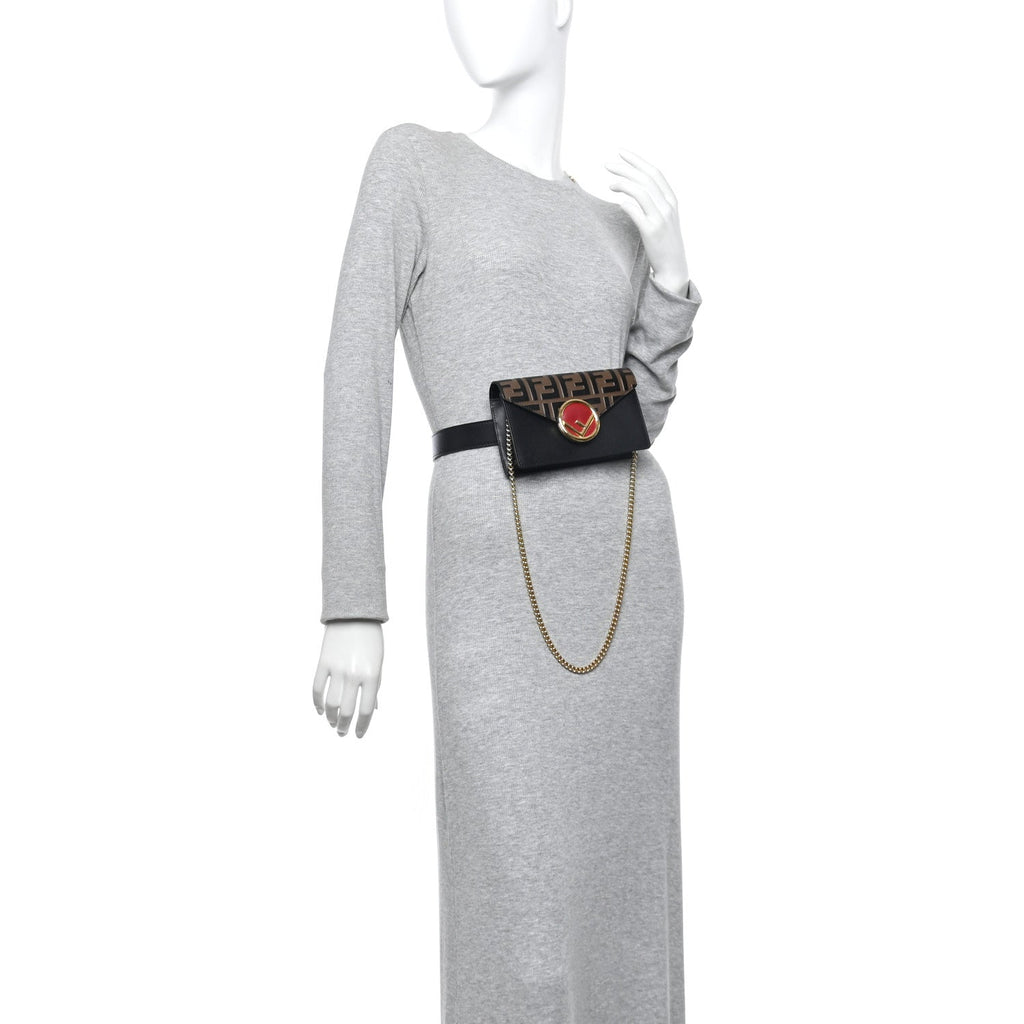 Vitello Liberty F is Fendi Bi-Color FF 1974 Embossed Envelope Belt Bag Maya Black