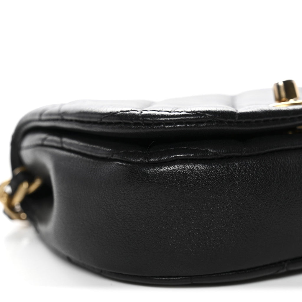 Calfskin Quilted Mini Coco Mail Clutch With Chain Black