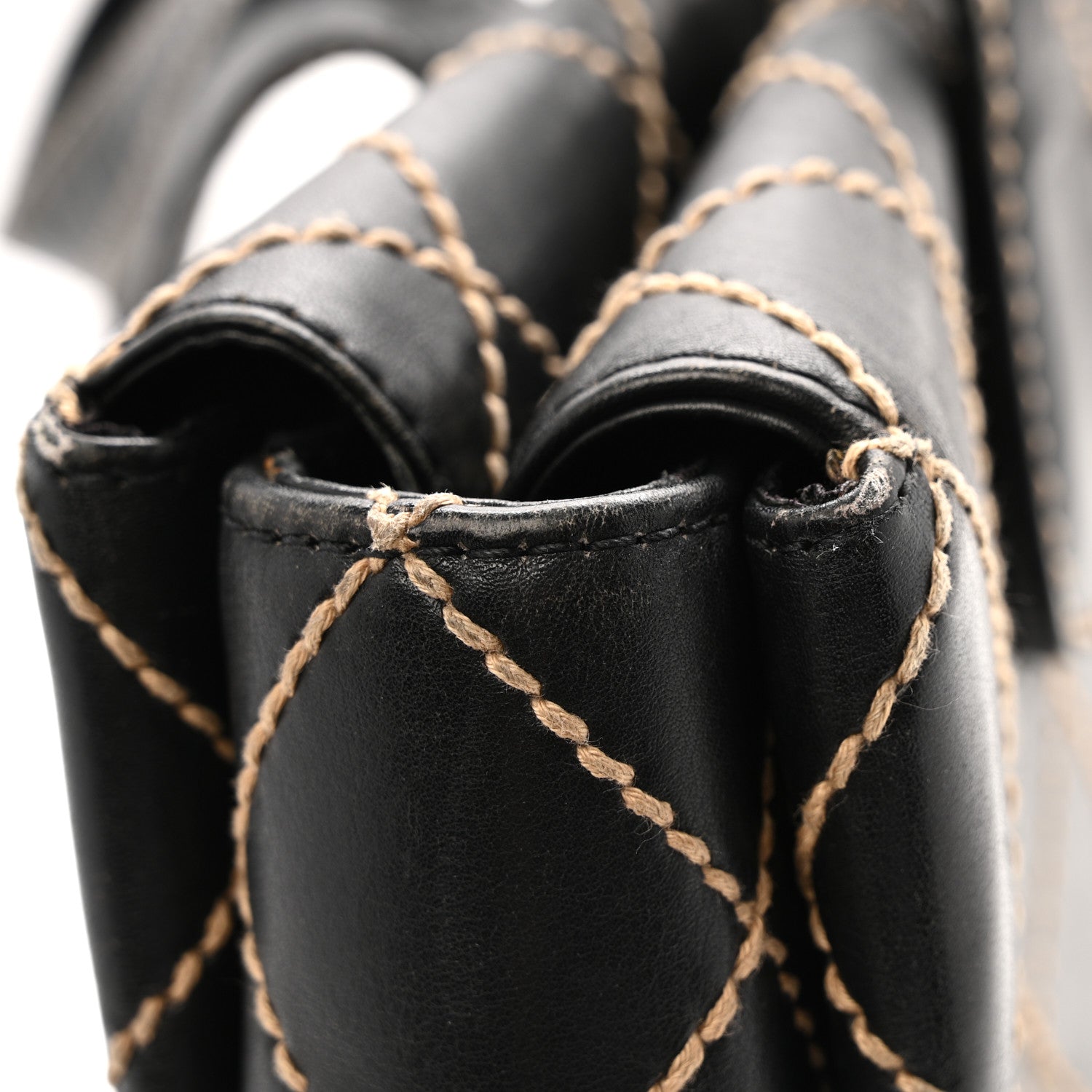 Calfskin Wild Stitch Large Tote Black