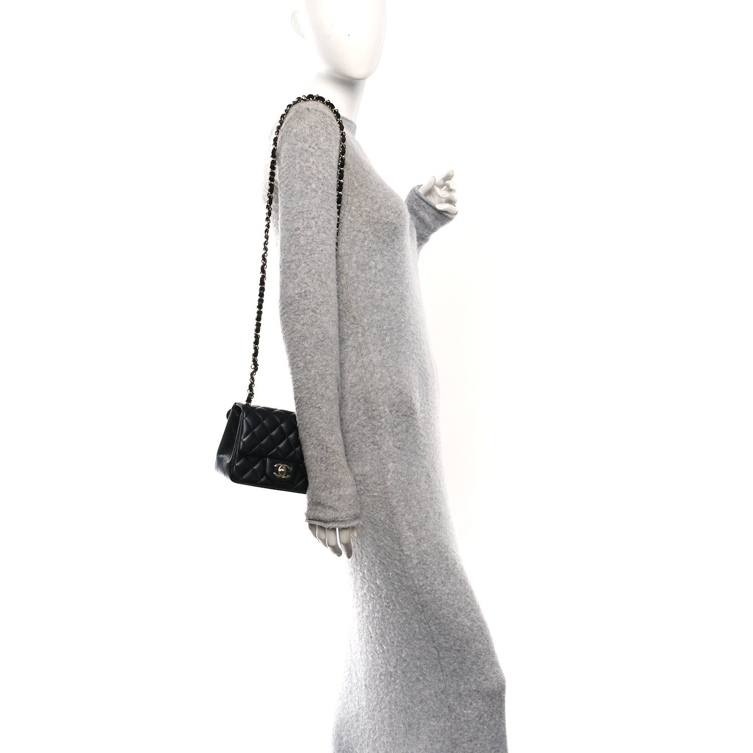 Lambskin Quilted Mini Square Flap Black