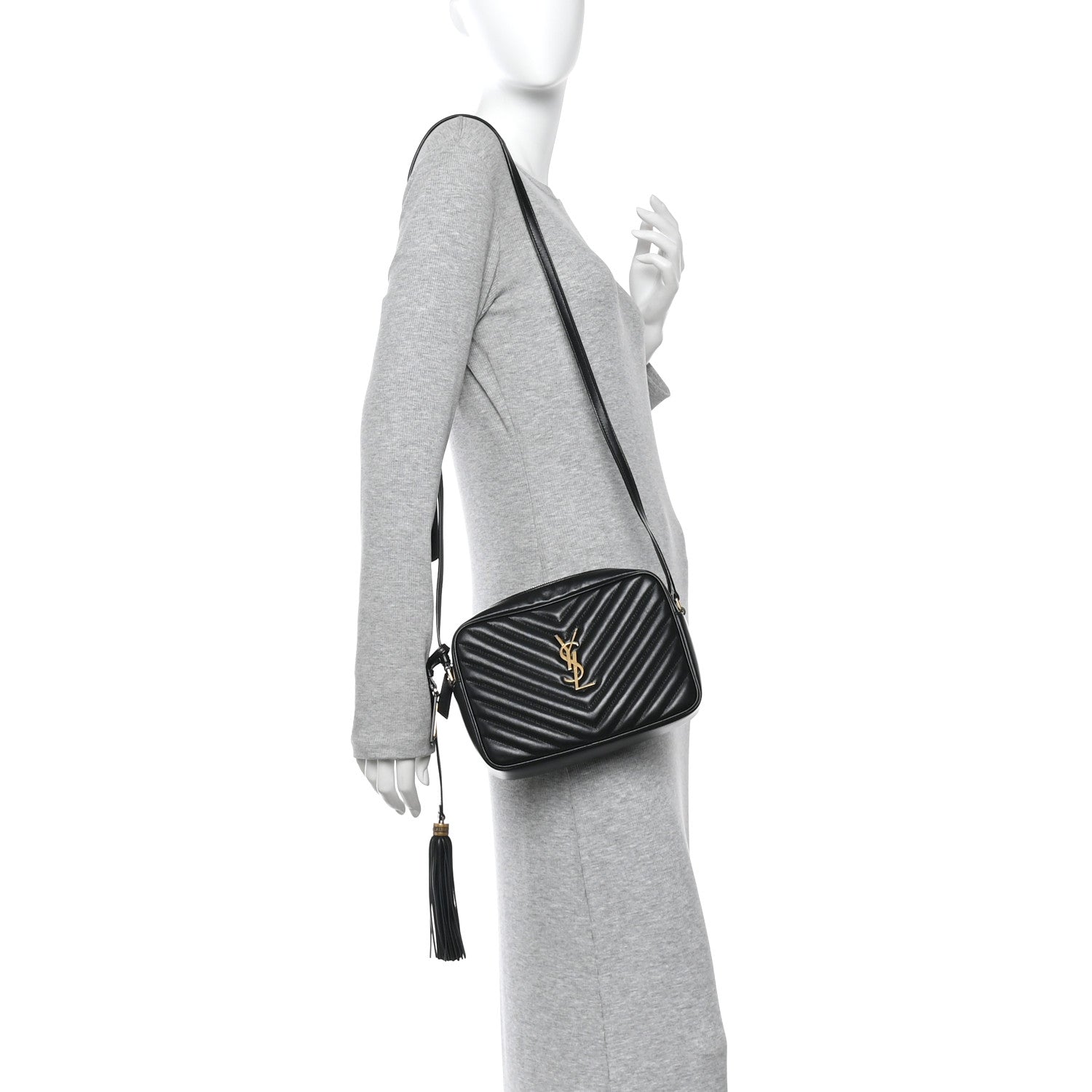 Calfskin Matelasse Monogram Lou Camera Bag Black
