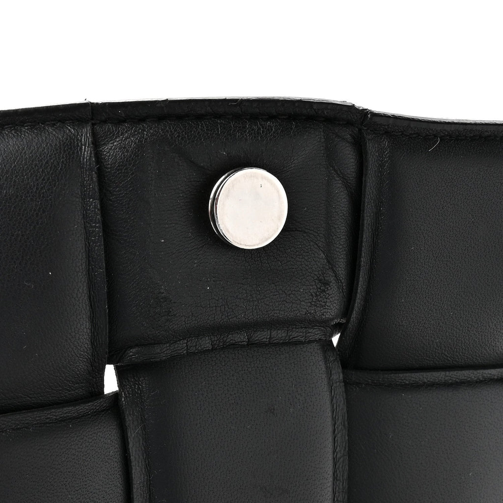 Lambskin Maxi Intreccio Padded Chain Cassette Crossbody Bag Black