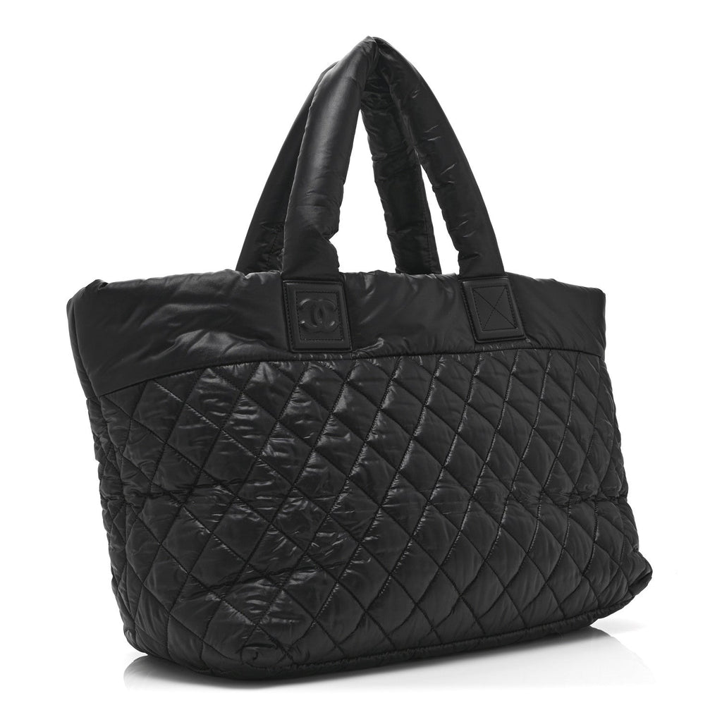 Nylon Quilted Large Coco Cocoon Tote Black