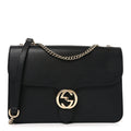 Dollar Calfskin Interlocking G Shoulder Bag Black