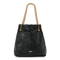 Crushed Calfskin Crush Medium Chain Tote  Black