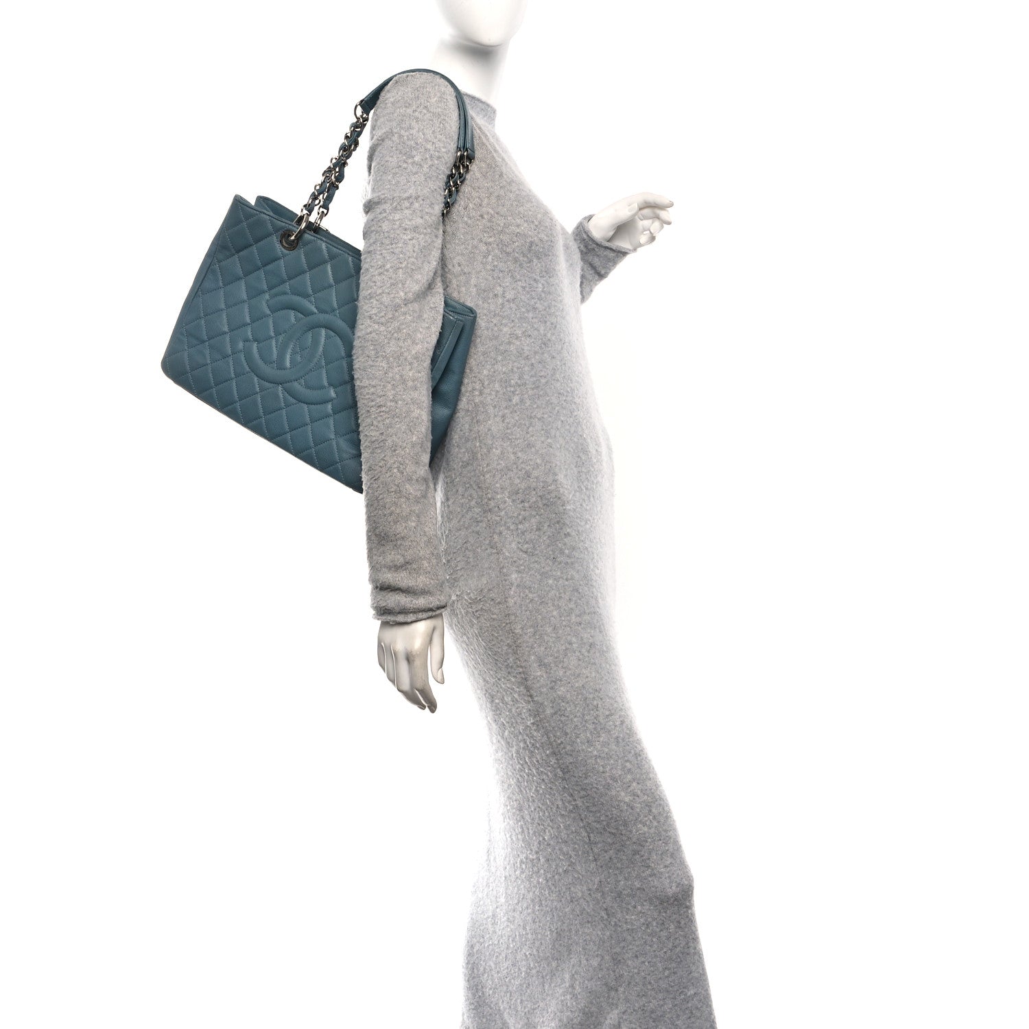 Caviar Quilted Grand Shopping Tote GST Blue