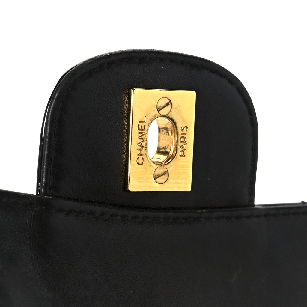 Patent Vertical Quilt Small Flap Black