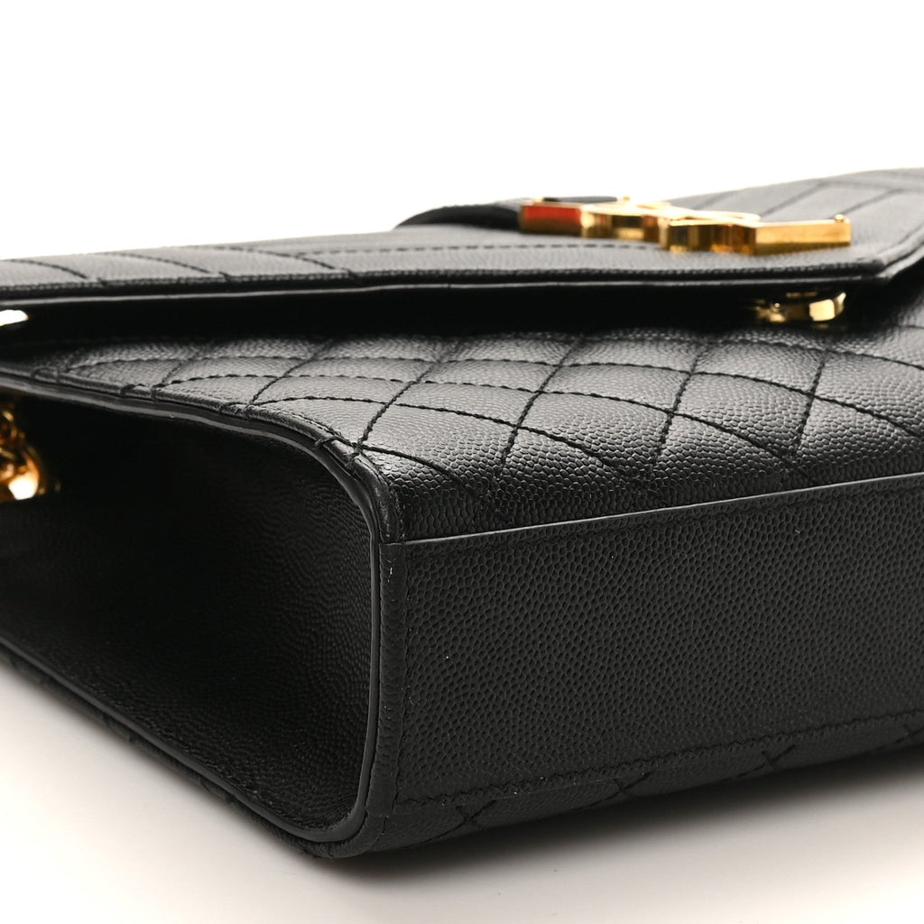Grain De Poudre Textured Mixed Matelasse Triquilt Medium Monogram Satchel Black