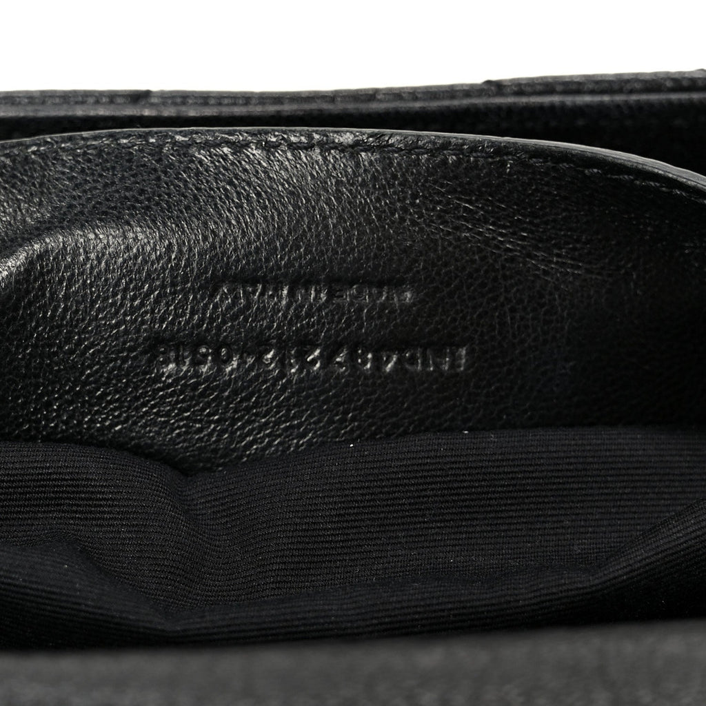Sheepskin Matelasse Chevron Monogram Large College Satchel Black