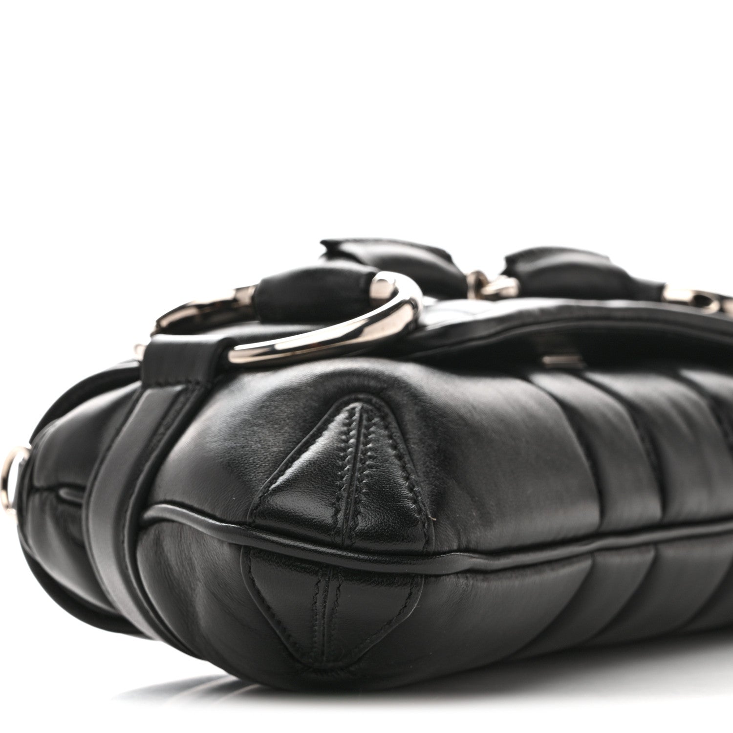 Nappa Vertical Matelasse Small Maxi Horsebit Chain Shoulder Bag Black