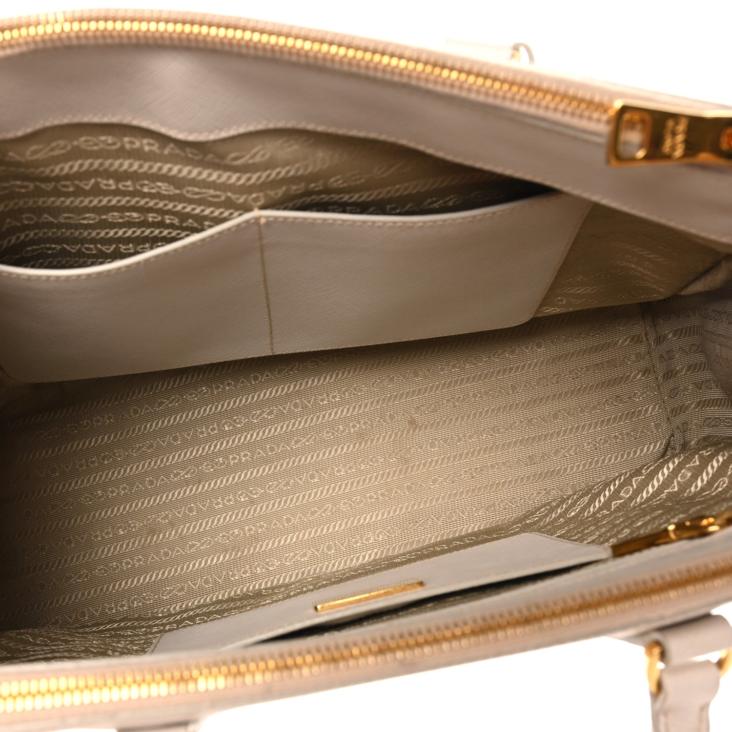 Saffiano Lux Medium Galleria Double Zip Tote Talco