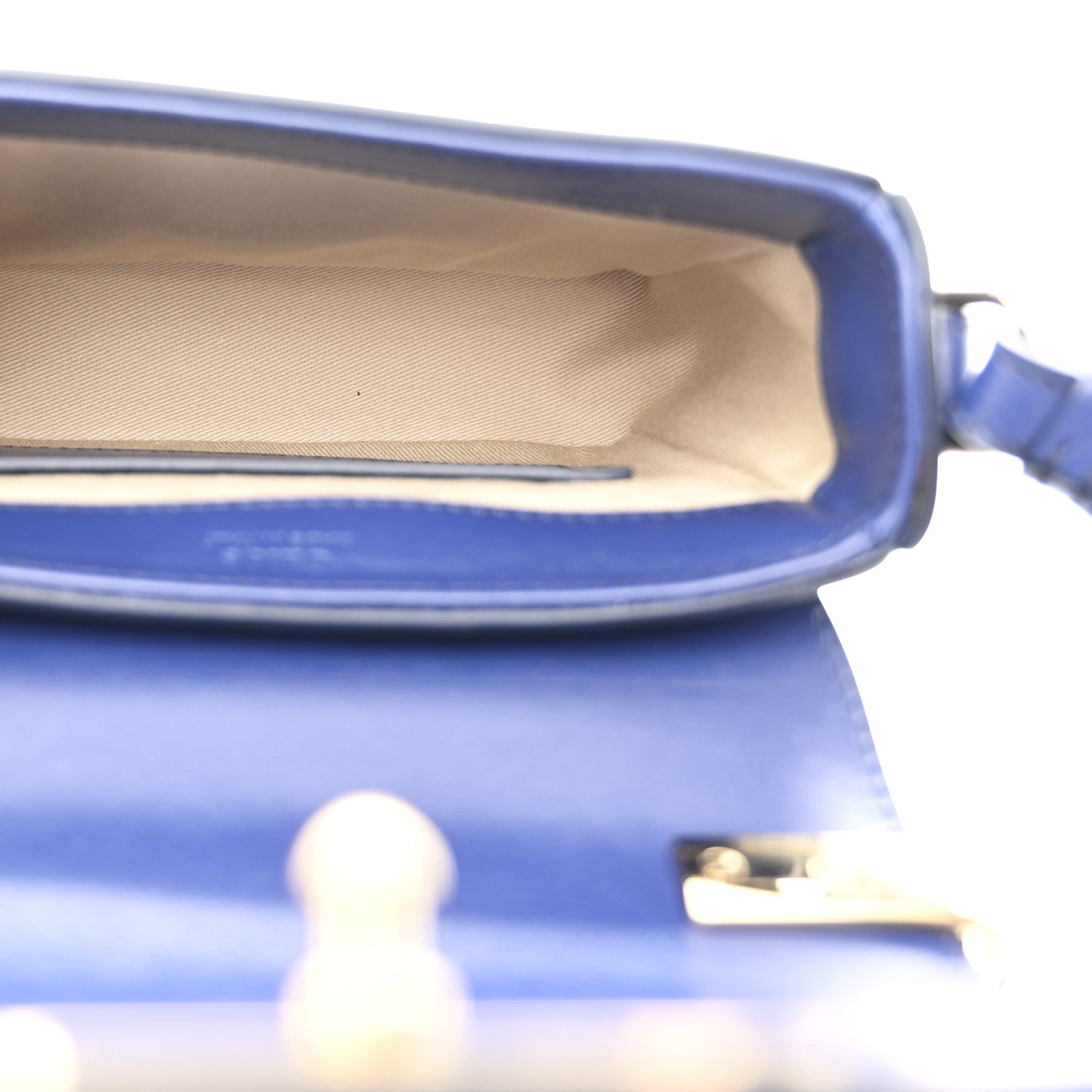 Shiny Calfskin Suede Mini C Bag Smoky Blue