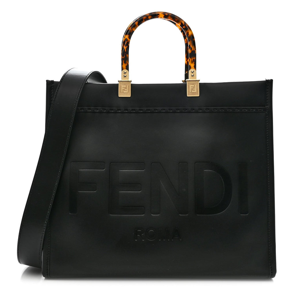 Vitello King Plexiglass Medium Fendi Sunshine Shopper Tote Black