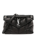 Lambskin Quilted Small Loulou Puffer Monogram Chain Satchel Black