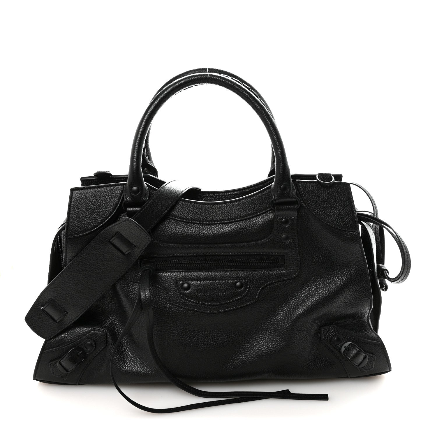 Grained Calfskin Neo Classic Black Hardware Medium City Black