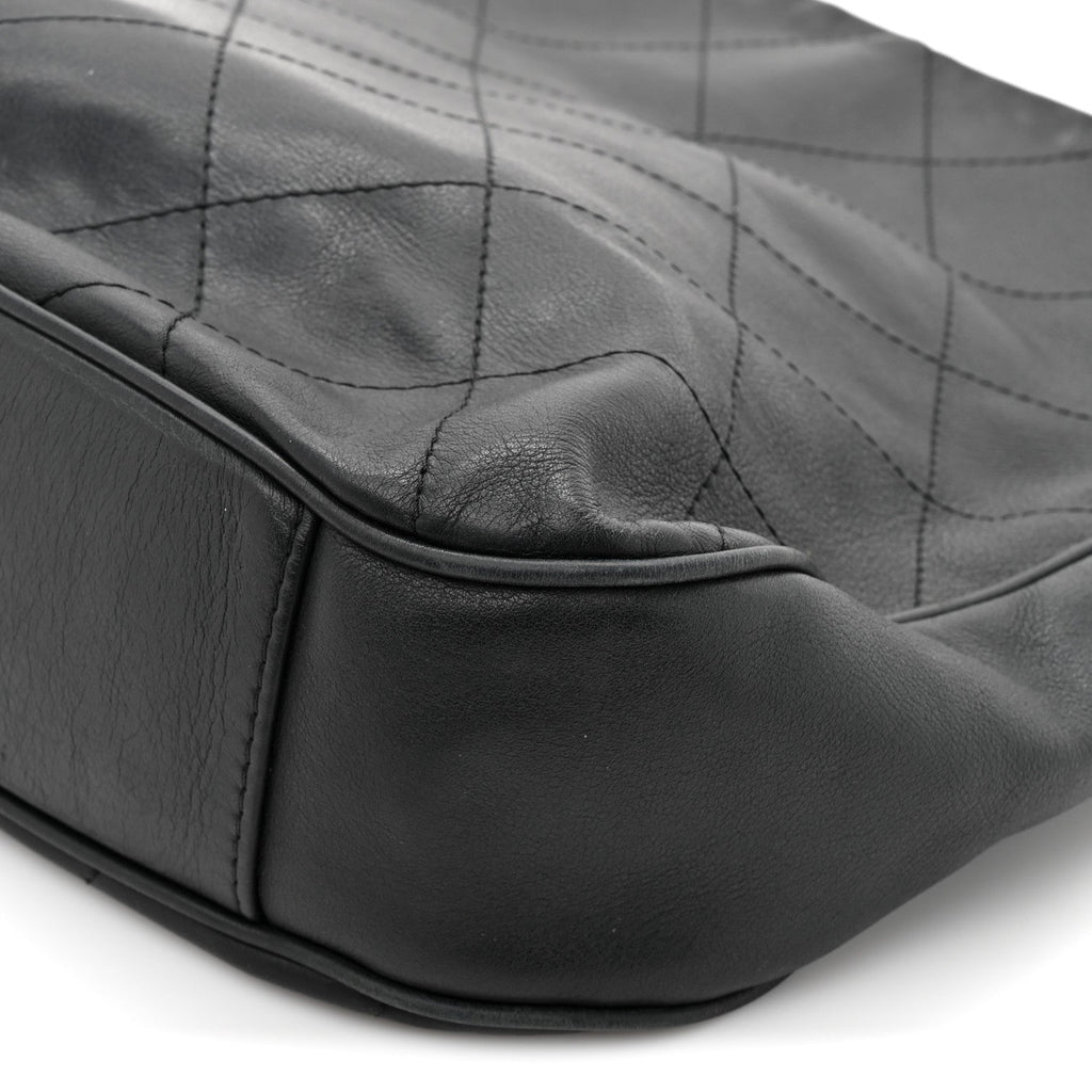 Calfskin Stitched Hobo Black