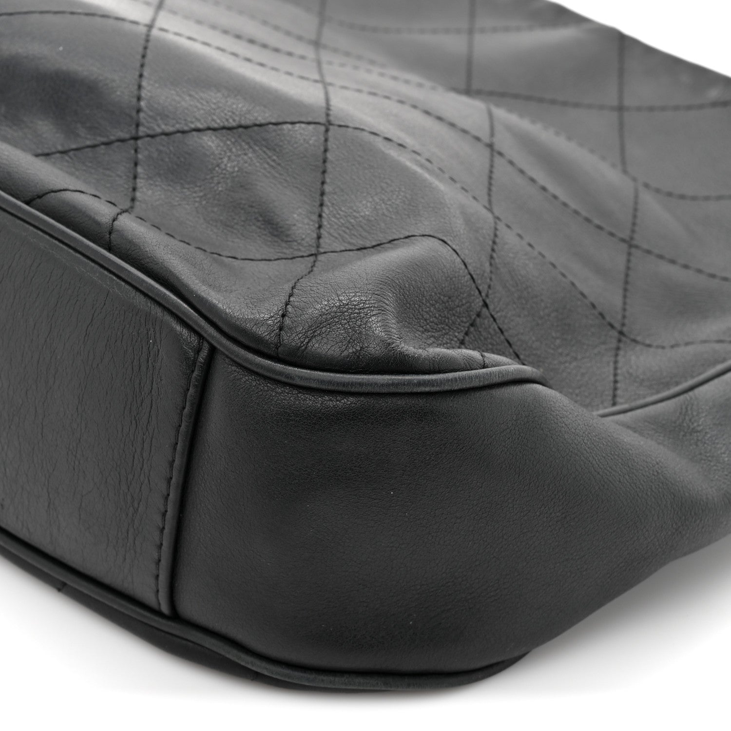 Calfskin Stitched Hobo Black