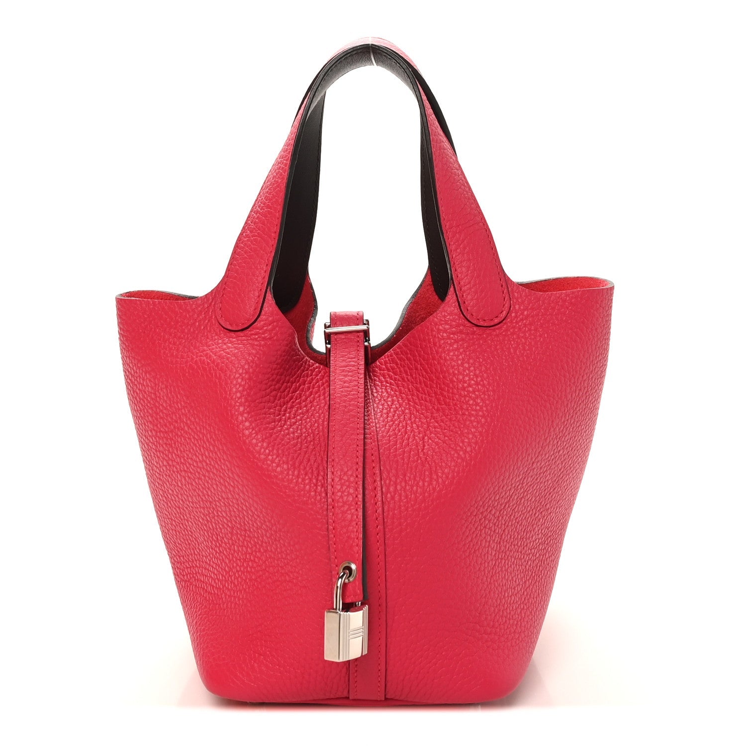 Taurillon Clemence Swift Eclat Picotin Lock 18 PM Framboise Rouge Sellier