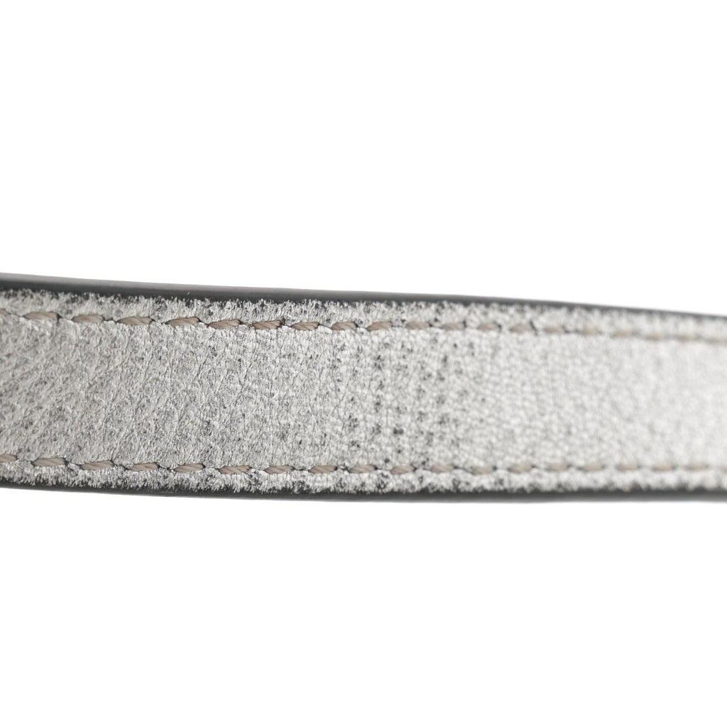 Metallic Grainy Calfskin Mini Vlogo Hobo Bag Silver