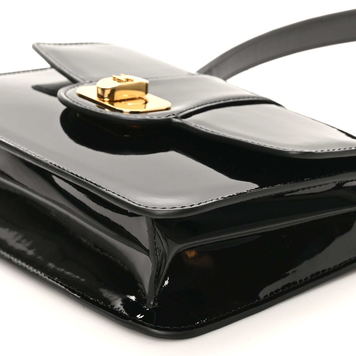 Patent Calfskin Teen Josephine Top Handle Bag Black