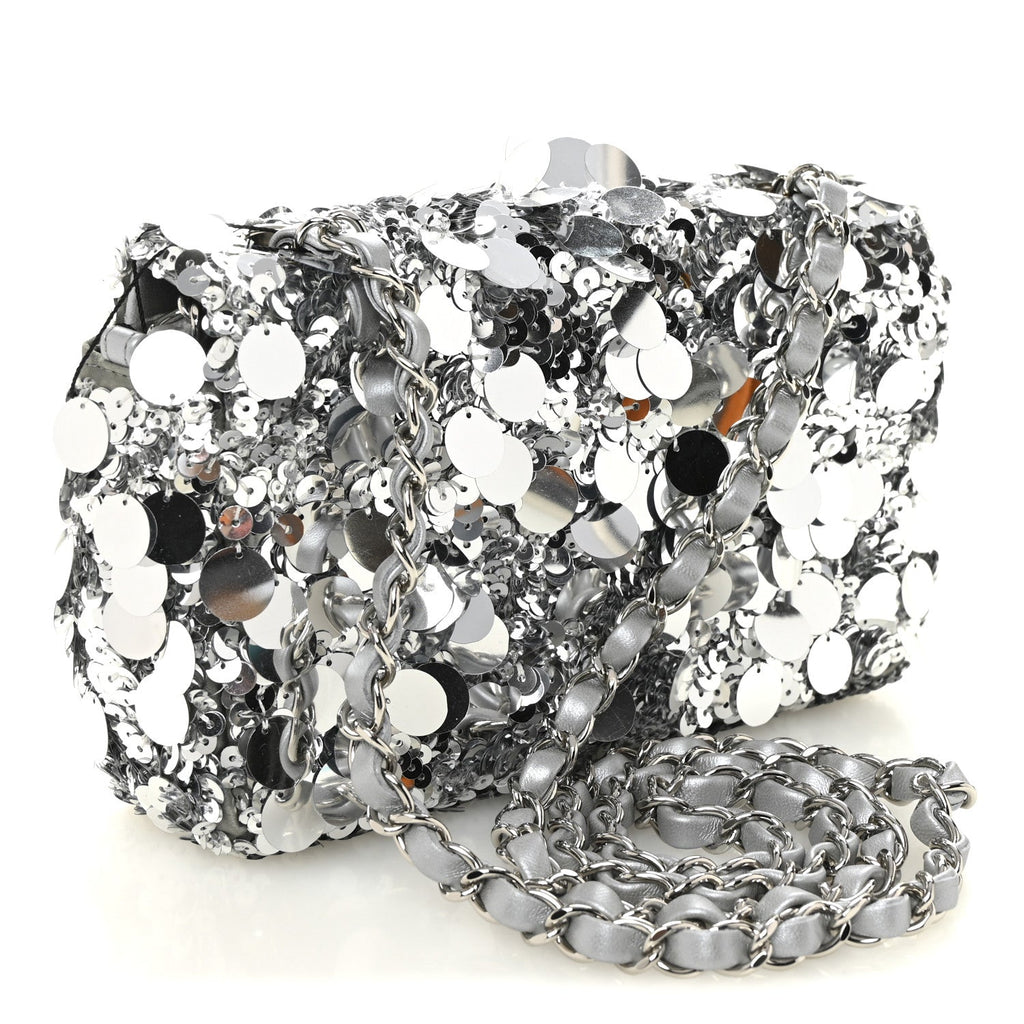 Sequin Mini Rectangular Flap Silver