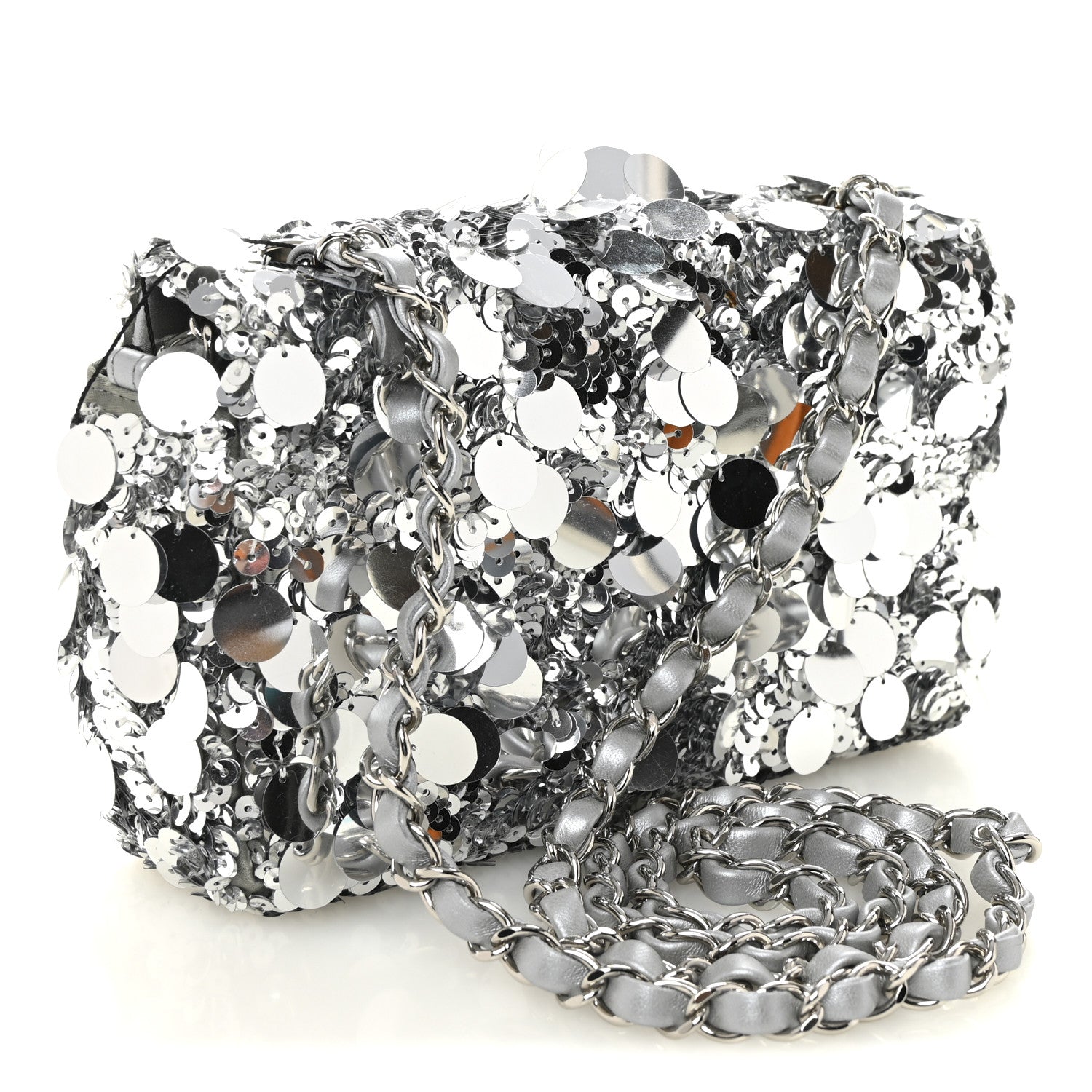 Sequin Mini Rectangular Flap Silver