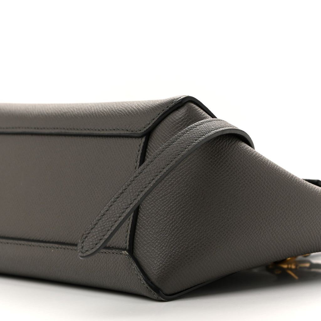 Grained Calfskin Nano Belt Bag Grey
