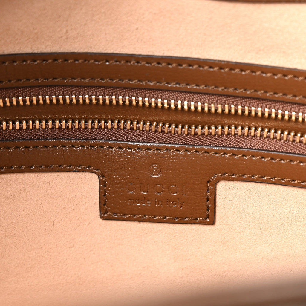 GG Supreme Monogram Azalea Calfskin Web Medium Jackie 1961 Hobo Beige Ebony Brown Sugar