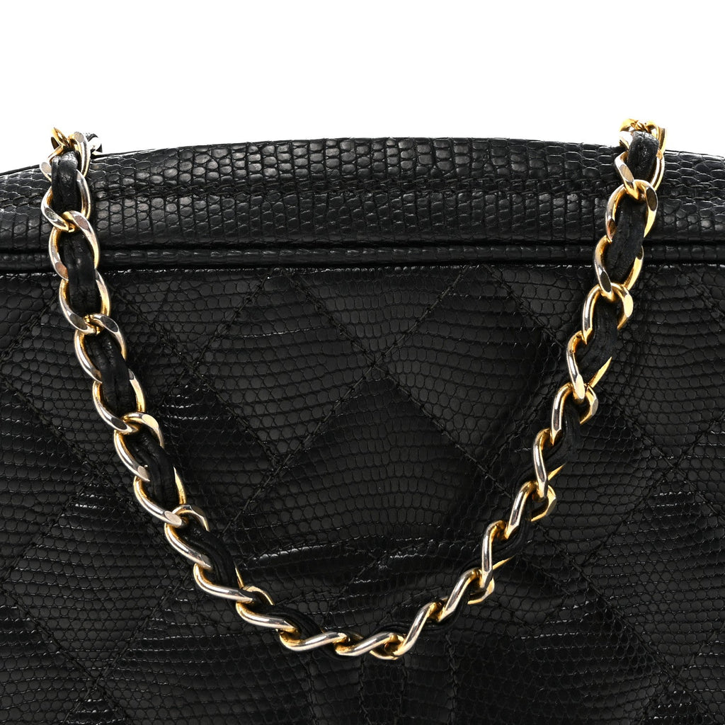 Lizard Diamond Quilted Tassel Camera Case Black
